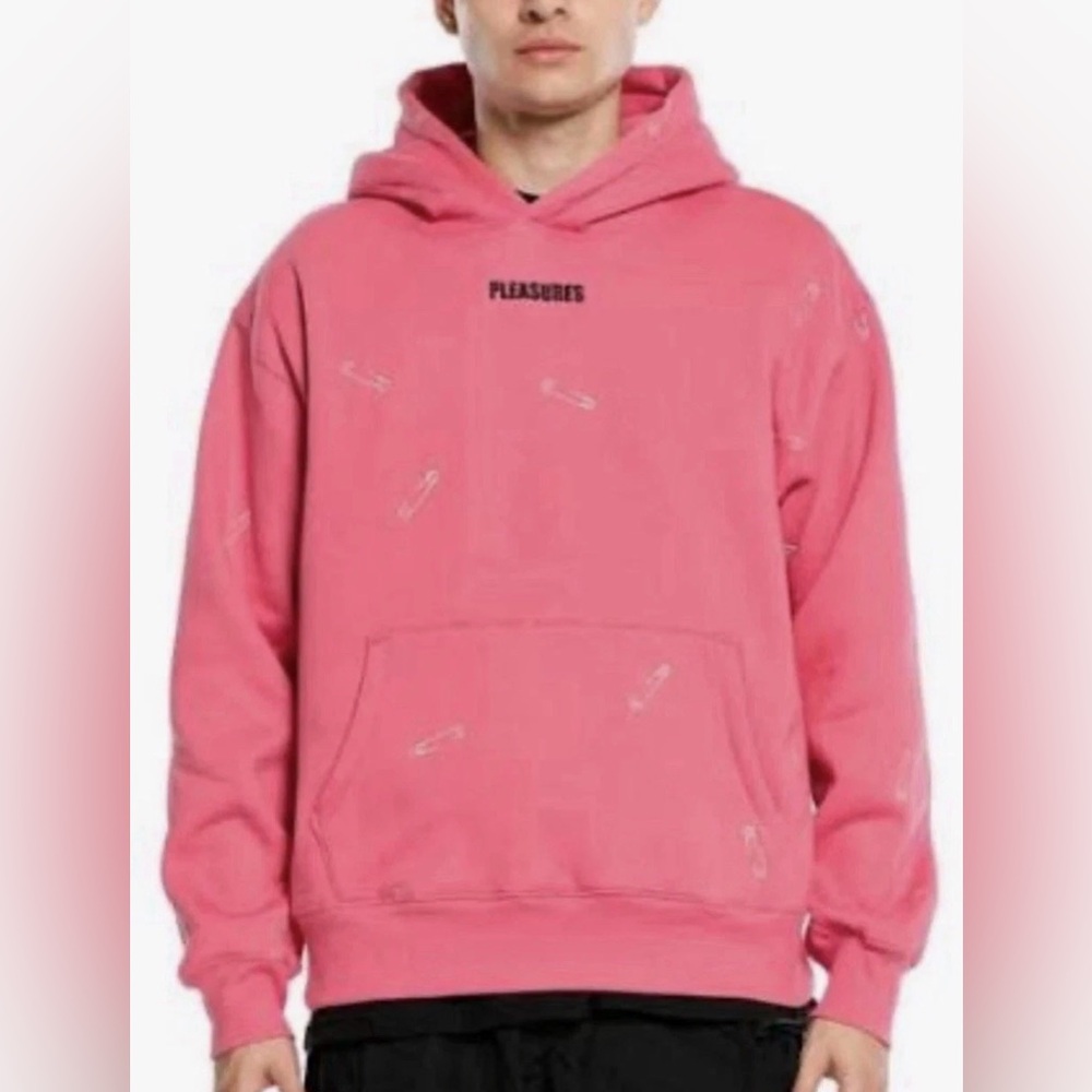 PLEASURES SAFETY PIN HOODIE - PINK size Large HTF